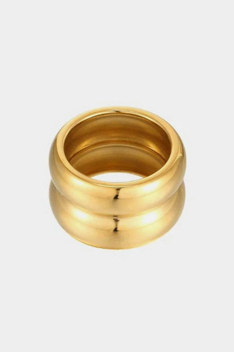 Gold Double Ridge Ring 542e5b72ca8a4ca7bab1e866c77e64da Trendsi