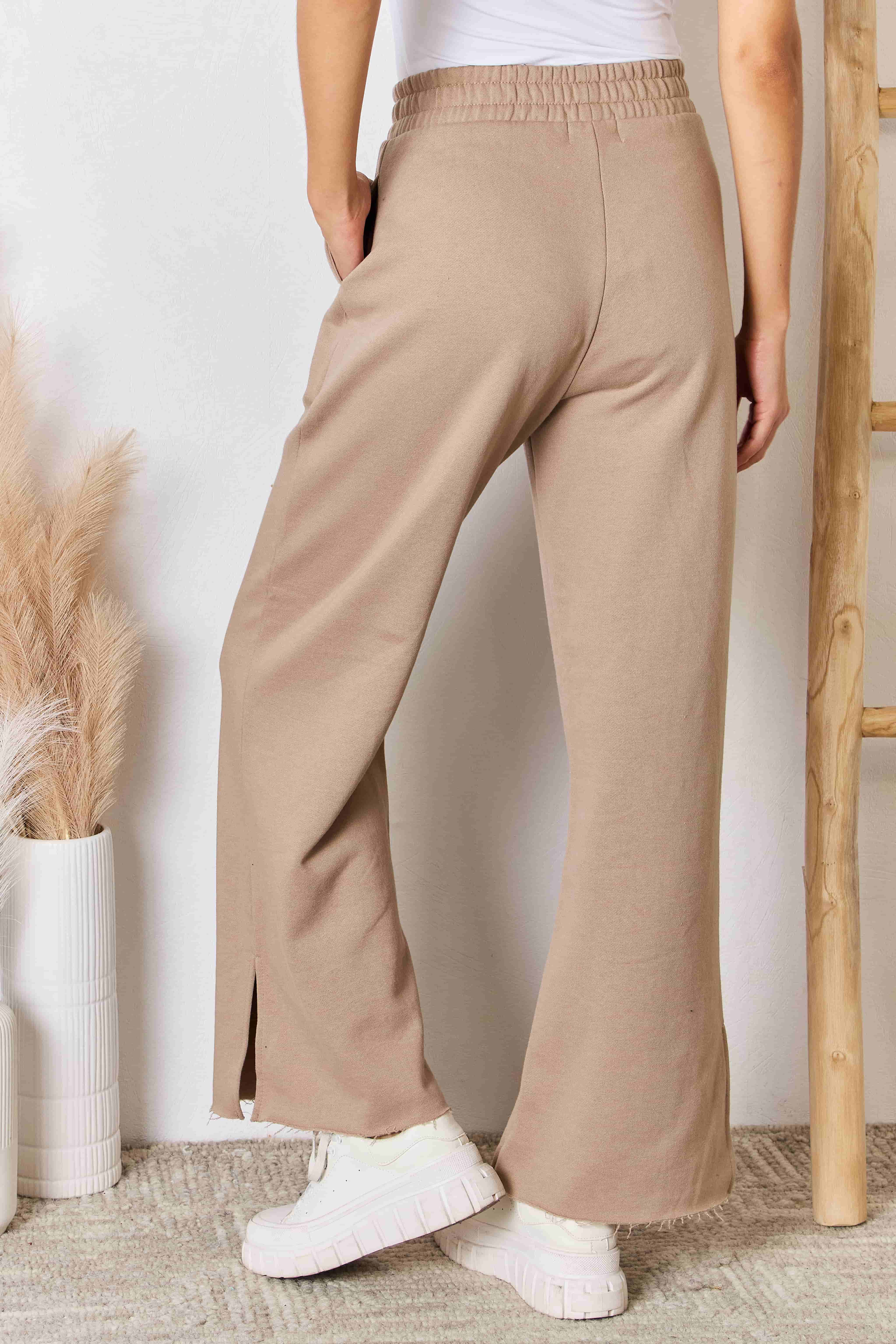 RISEN Wide Waistband Slit Wide Leg Pants 54ba6964-492f-40ae-a3b8-9d8d0fbe4069-Max Trendsi