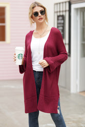 Open Front Long Sleeve Cardigan Burgundy 55387f58-103f-49d5-bda0-a18b0b2845bf-Max Glownestbest