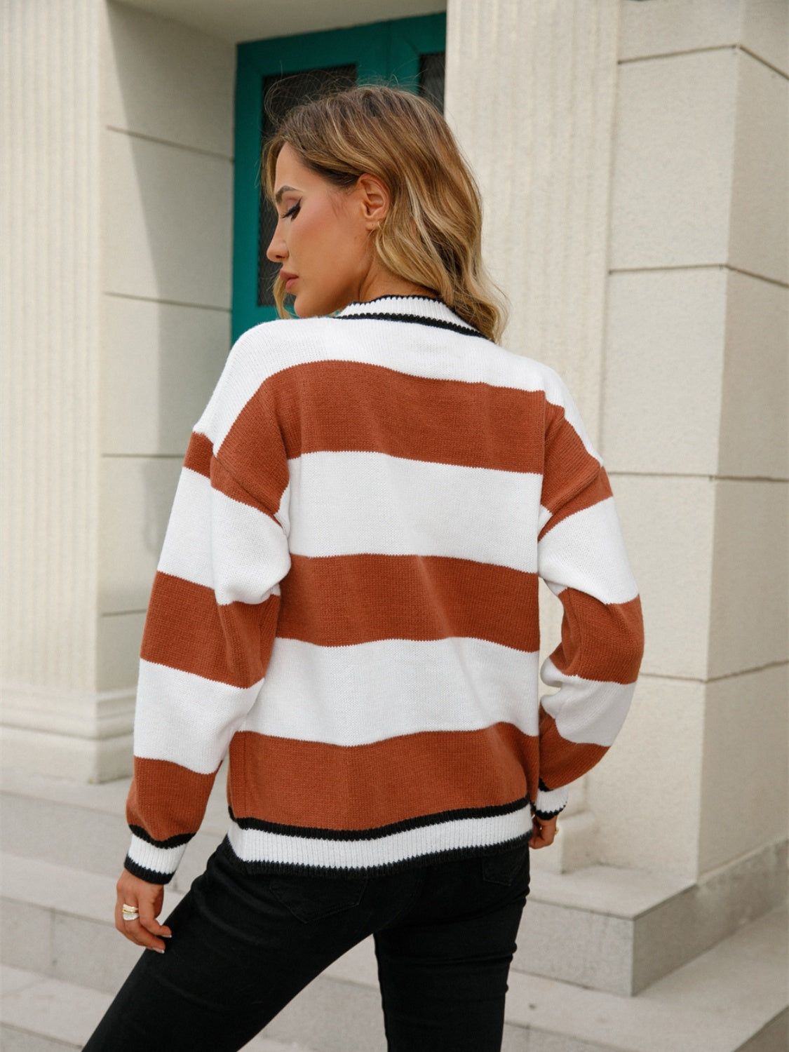 Angel Wings Striped Button Down Cardigan 553e4009abe24609b5498f5307c8ec4e-Max Glownestbest