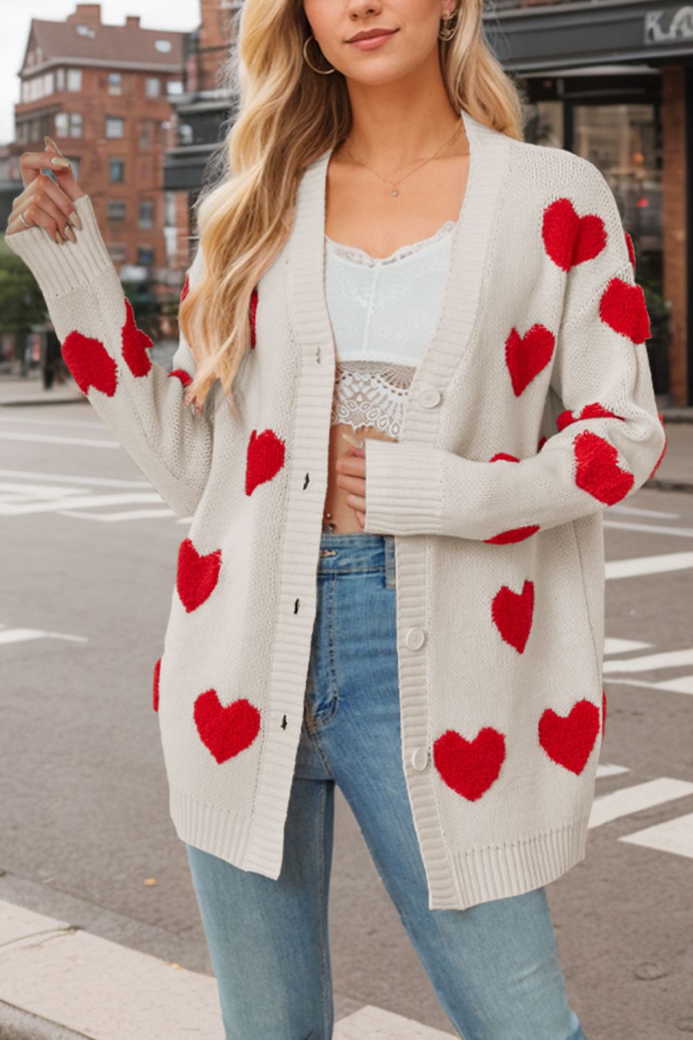 Heart Button Down Long Sleeve Cardigan 5592cc37-a7cb-4e7a-97b8-311f587e9b6f-Max Glownestbest