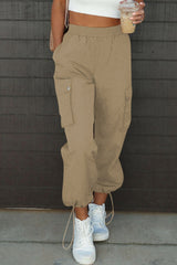Drawstring Elastic Waist Pants with Pockets Tan 559945e0-4da3-435b-bd44-65a39cd665d0-Max Trendsi