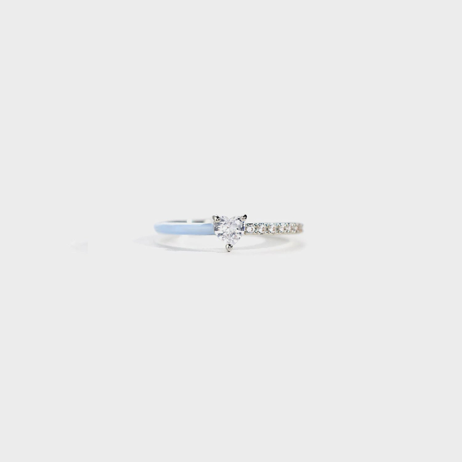 Heart Shape Inlaid Zircon Enamel Ring Light Blue 559948f9-d9f4-4ab6-89ce-7c935e15eea7-Max Trendsi