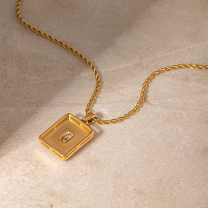 18K Gold Fashion Personalized Rectangular Gemstone Pendant Necklace 562f9a33-16af-44db-9324-b6bdd1c04952 Glownestbest