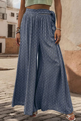 Perfee Printed Tied Wide Leg Pants Dark Blue 563b3d27-7cba-4e38-a2fb-83e98896e86f-Max Trendsi