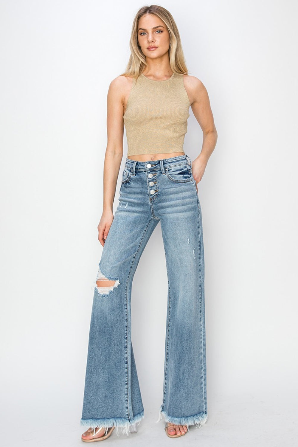 RISEN Mid Rise Button Fly Wide Leg Jeans 56550aa7-f80d-443f-b47b-690f222ed48a-Max Trendsi