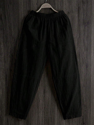 Elastic Waist Pants with Pockets 567492ca-33c2-4119-ab25-820b4e108bac-Max Trendsi