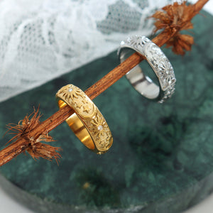 Titanium Steel Inlaid Zircon Embossed Ring 56db5315-524e-42ab-9b97-b21f0ec61410-Max Trendsi