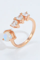 Natural Moonstone and Zircon Heart Open Ring Rose Gold One Size 57ab722a3bf447bfb8a95df4b79d0992-Max Trendsi