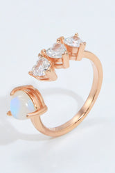 Natural Moonstone and Zircon Heart Open Ring Rose Gold One Size 57ab722a3bf447bfb8a95df4b79d0992-Max Trendsi