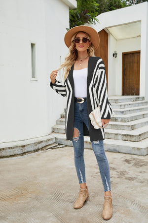 Glownestbest® | Woven Right Two-Tone Open Front Fuzzy Longline Cardigan 57df2dd05e054a61817d78797c0ed20e-Max Glownestbest