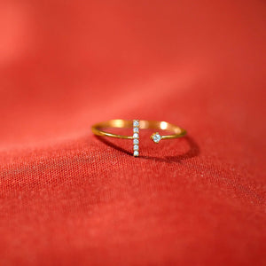 T Shape Inlaid Zircon 925 Sterling Silver Open Ring Gold 7 57fd541a-091f-4f2d-9309-51563a1da440-Max Trendsi