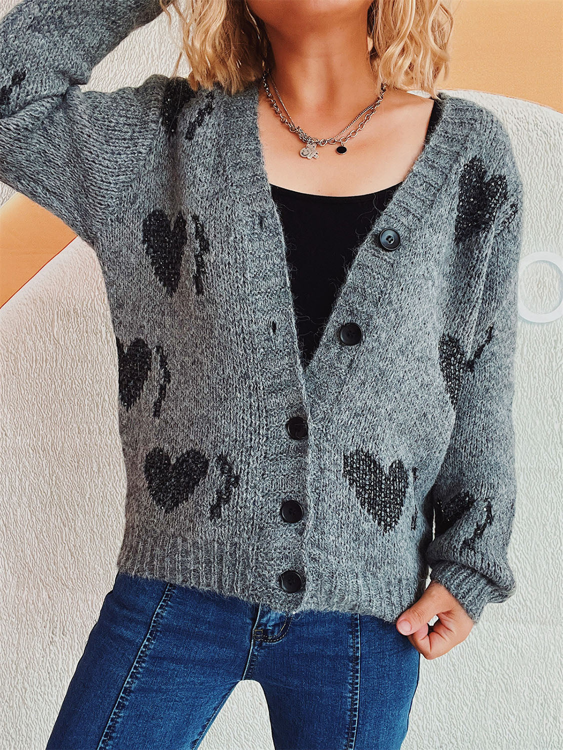 Heart Button Up Long Sleeve Cardigan 589f4438-b70b-4725-a5cb-f4b6cde2002d-Max Glownestbest