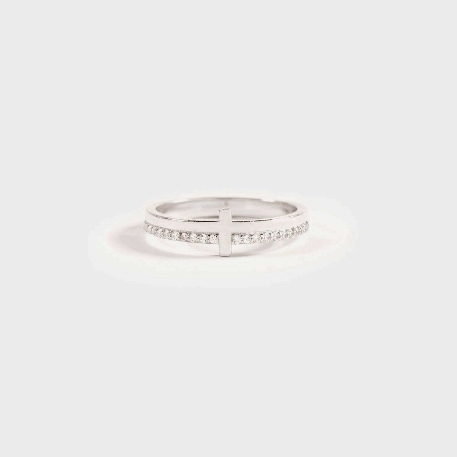 Zircon 925 Sterling Silver Cross Ring Silver 58b45b16-4d39-48c5-86c3-5519ac5bc6e1-Max Trendsi