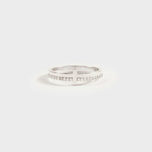 Zircon 925 Sterling Silver Cross Ring Silver 58b45b16-4d39-48c5-86c3-5519ac5bc6e1-Max Trendsi