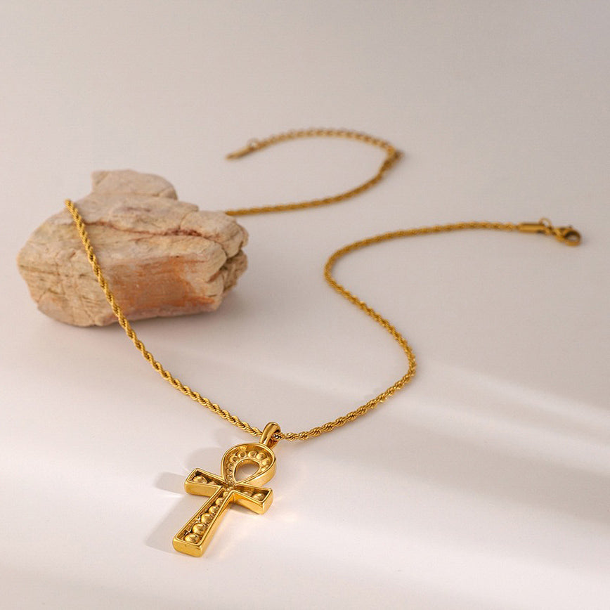 18K Gold Fashion Simple Cross Shape Diamond Design Pendant Necklace 58c80605-ac08-4ce8-bd5a-ac9099923651 Glownestbest