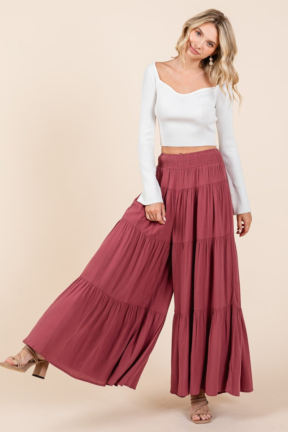 Mittoshop Tier Detail Smocked Elastic Waist Wide Leg Pants Sienna 5907b72c-faf1-49af-b95a-f1623ba96f0c-Max Trendsi