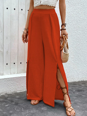Perfee Slit Wide Leg Pants 5918abf3-a627-4793-bfe3-59e2d0f61bbb-Max Trendsi