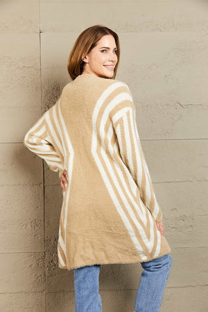 Glownestbest® | Woven Right Two-Tone Open Front Fuzzy Longline Cardigan 597f627337b344cfbd28707c3573e99c-Max Glownestbest