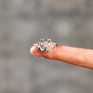 925 Sterling Silver Inlaid Zircon Lotus Shape Ring 59f04817-54df-476c-9c24-8cbaf05b066a-Max Trendsi