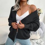 Open Front Lantern Sleeve Cardigan Black 5a73c90f4e5d471a88ad83adb258b48d-Max Glownestbest