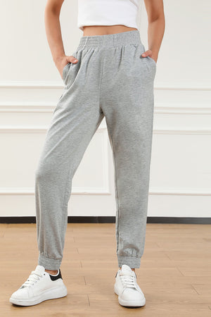 Elastic Waist Pocketed Joggers 5acf6143-27a0-4fbb-93c4-282fa0e9f3dc-Max Trendsi