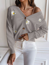 Glownestbest® | Floral Button Up Cardigan Dark Gray 5add2775-72f7-4e7f-aa59-bcfb7e78a94f-Max Glownestbest