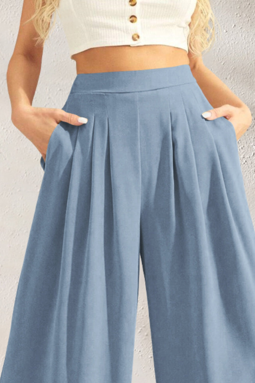 FAM-FAM High Waist Wide Leg Pants 5b28e8c2-0647-44ff-ad6a-819861b14d7e-Max Trendsi