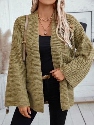 Open Front Long Sleeve Cardigan Moss 5b298cbe-5729-4320-b889-a4787bc1fb39-Max Glownestbest