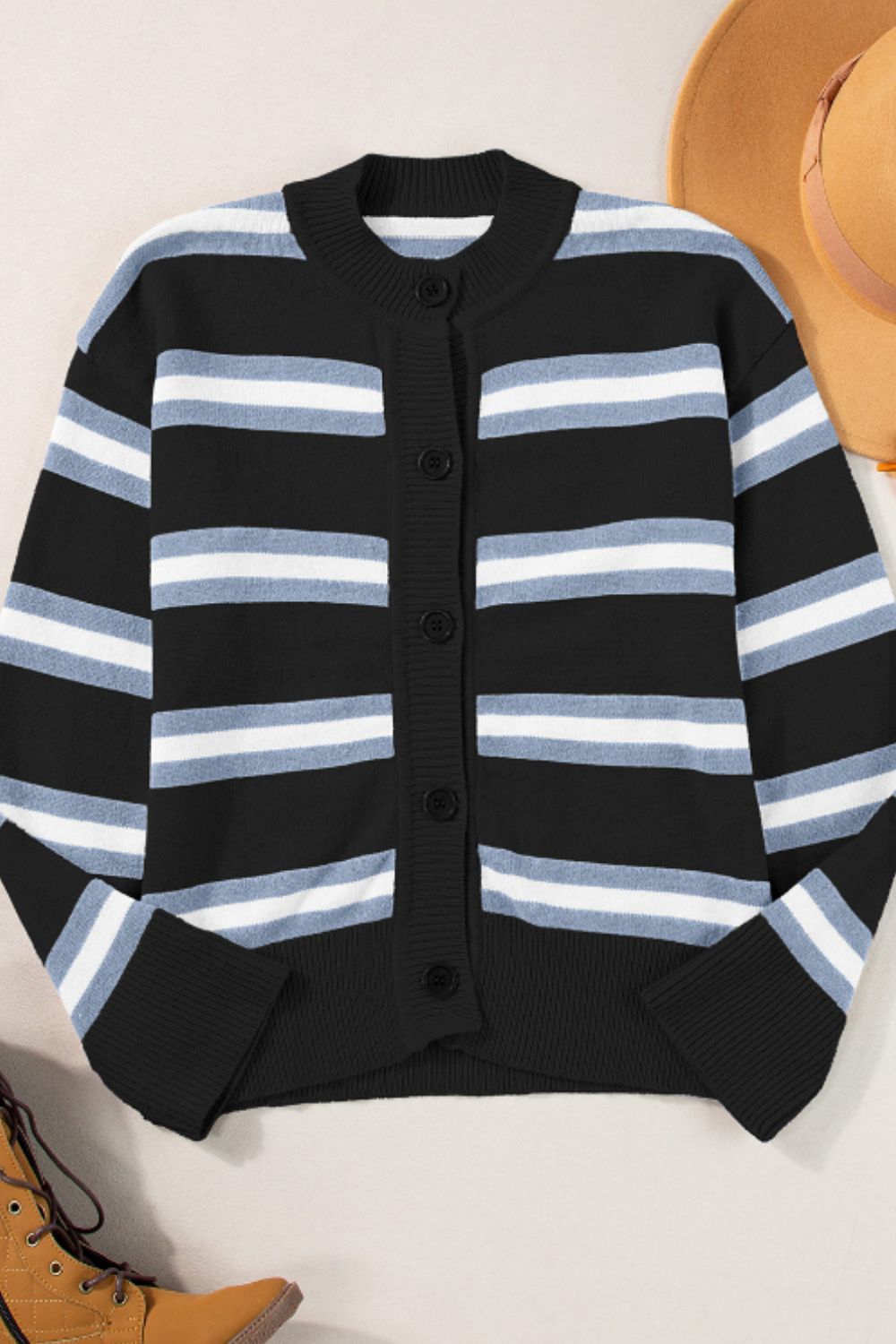 Striped Button Down Long Sleeve Cardigan 5b54233c-4ec5-454e-b3e2-d82736c61a66-Max Glownestbest