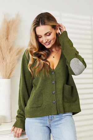 Heimish Full Size Long Sleeve V Neck Button Down Cardigan 5b5f5e2b12c7475eada632d1ae267cad-Max Glownestbest
