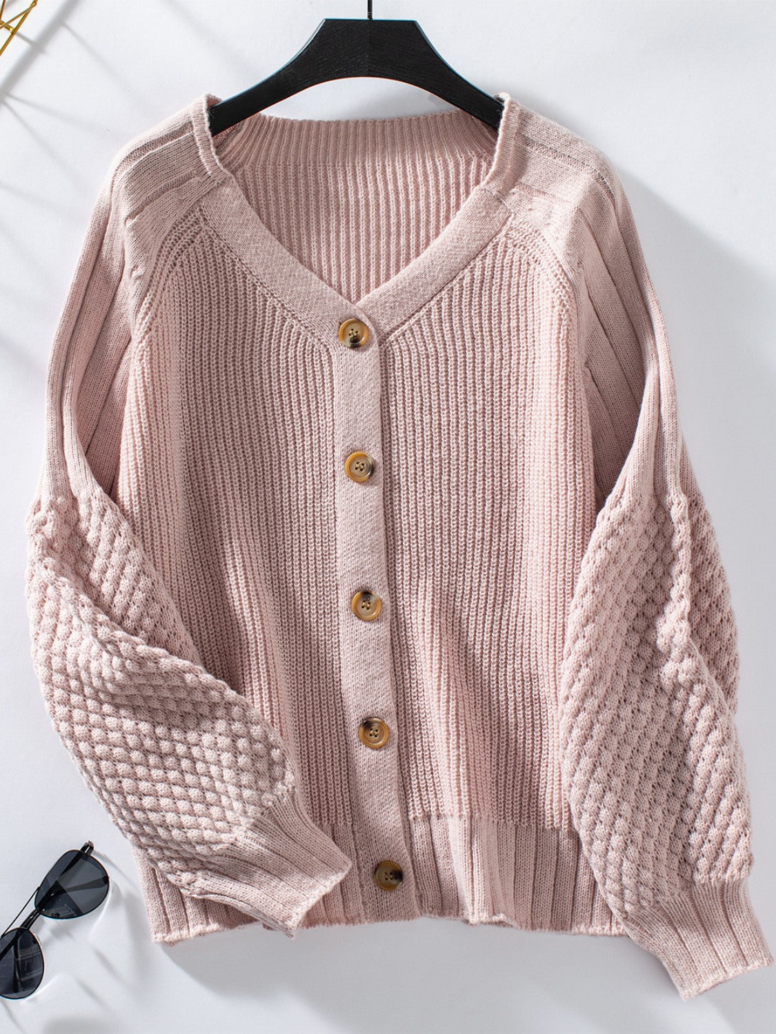 V-Neck Button Up Raglan Sleeve Cardigan 5bc181c7-102c-43dd-becd-fefe429ff4ac-Max Glownestbest