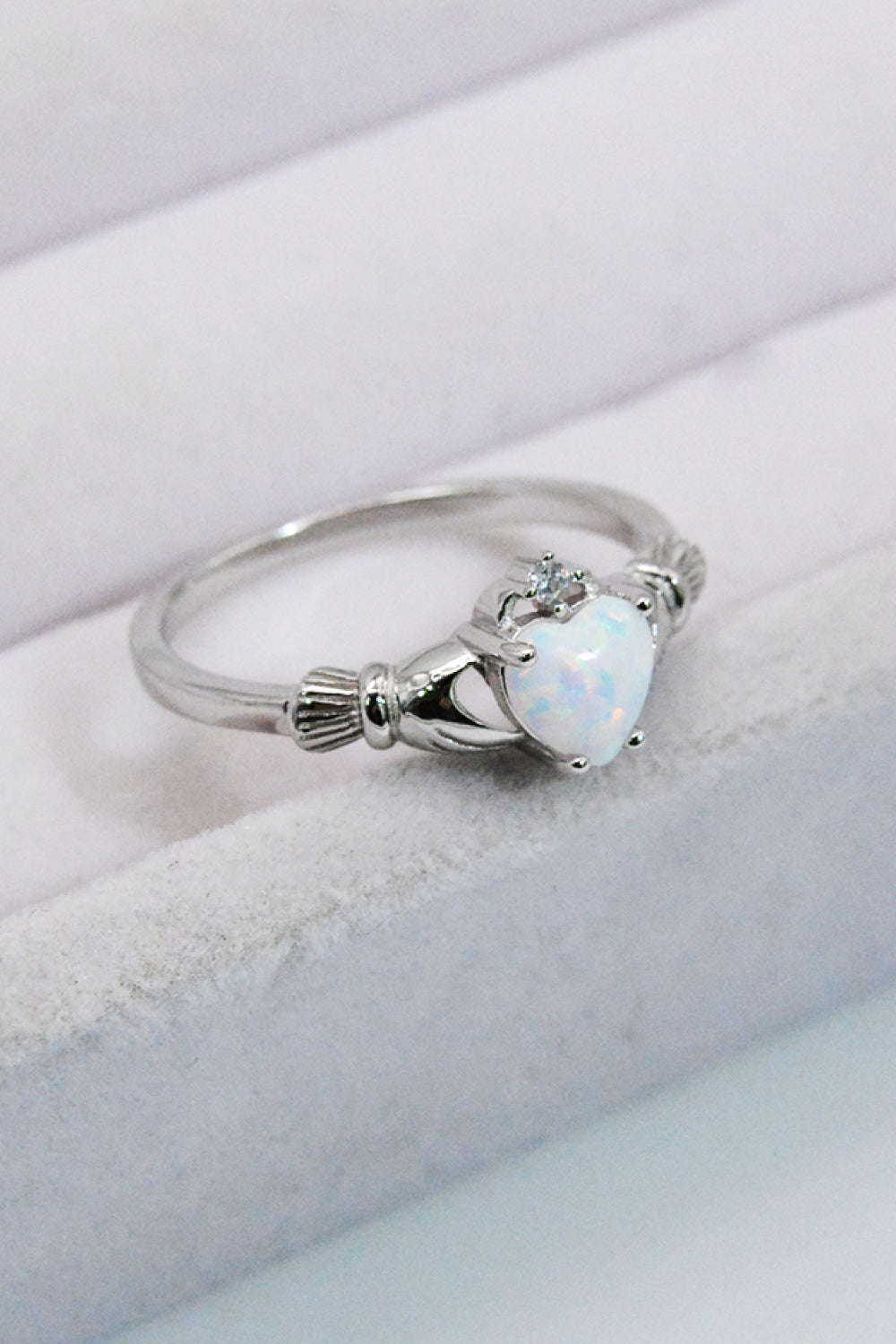 925 Sterling Silver Heart Opal Ring 5bd04f83e40b4ea388d31130a722a420-Max Trendsi