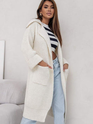 Pocketed Collared Neck Dropped Shoulder Cardigan Cream One Size 5bf2d600-85ca-450c-9bcd-26643c6b6679-Max Glownestbest