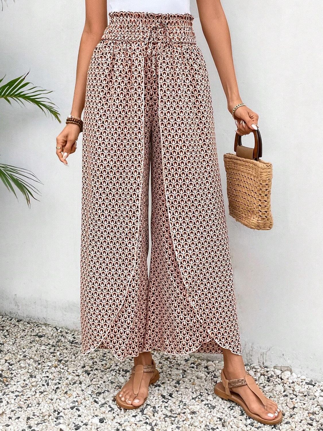 Tied Printed Wide Leg Pants 5cab0053-63f0-448e-bf79-cf2a88215305-Max Trendsi