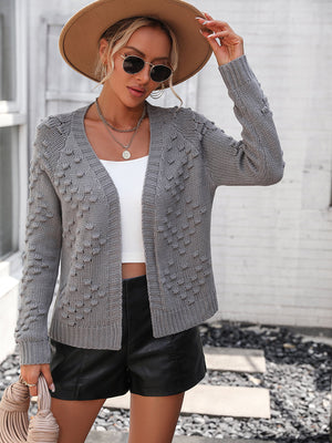 Glownestbest® | Open Front Long Sleeve Cardigan Dark Gray 5cf21475272248829bd88484be1ef5c8-Max Glownestbest