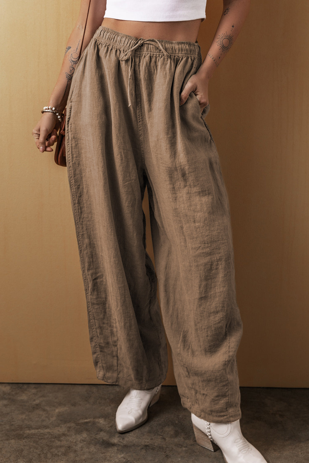 Drawstring Wide Leg Pants 5d6b1c48-68e1-46e6-80b7-97cabde0636f-Max Trendsi