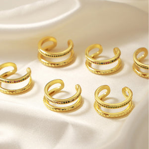 Gold-Plated Czech Diamond Double-Layered Ring 5d80d2b7-e8c4-41e8-896d-07896b40e101-Max Trendsi