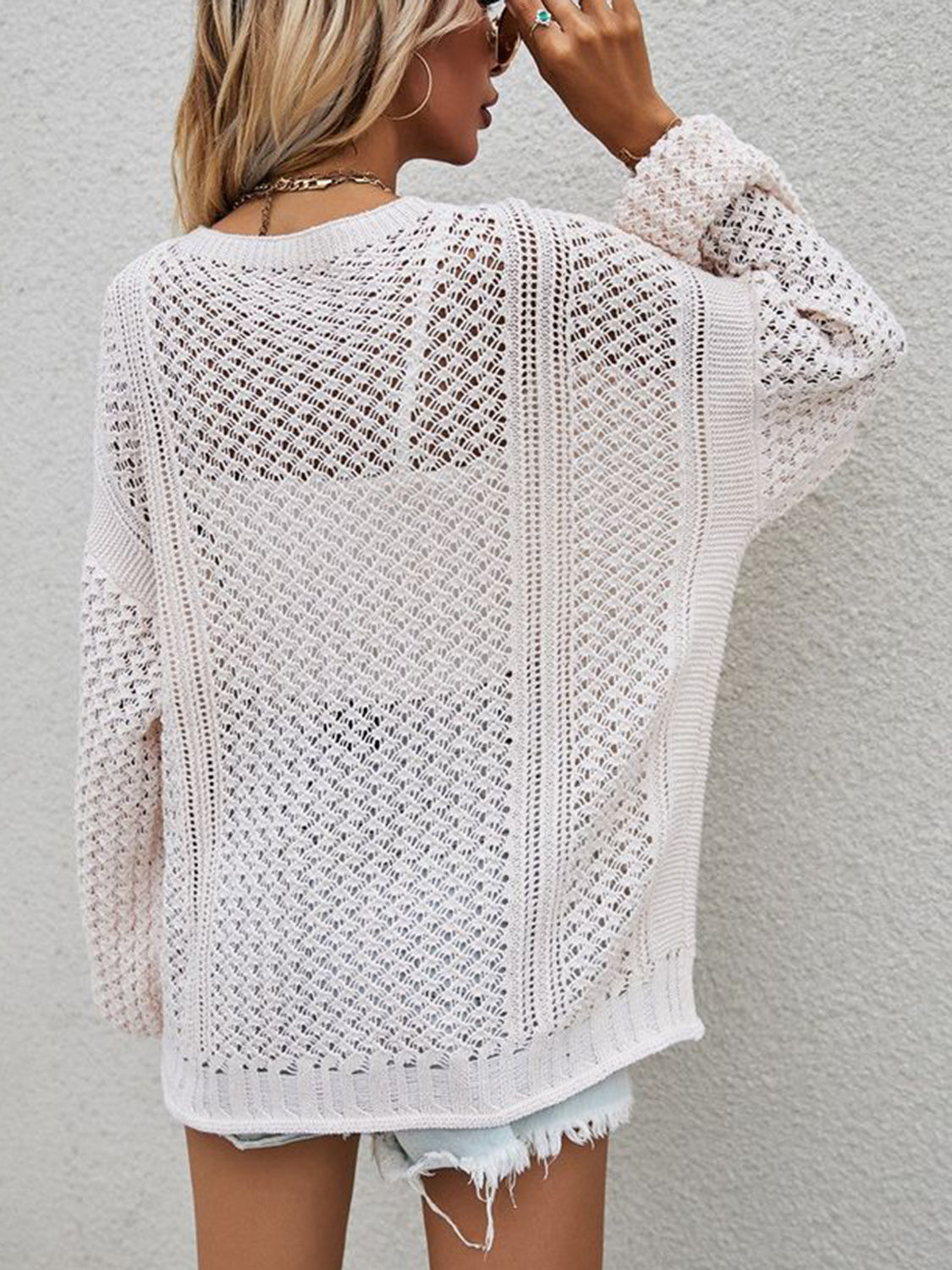Glownestbest® | Openwork Button Front Cardigan 5d88e7ad10c74b059bfa5749479dcecb-Max Glownestbest