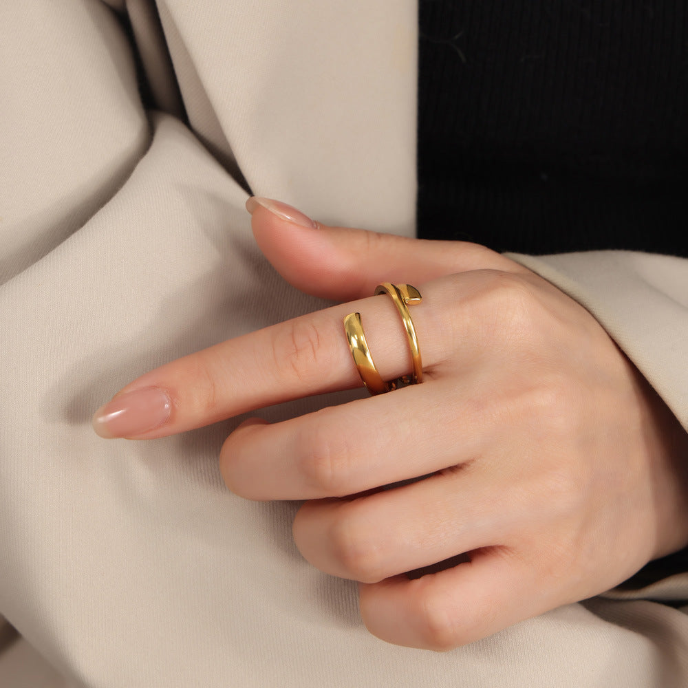 Titanium Steel Layered Wrap Ring Gold 5d9486e3-0b42-41c0-91ac-c8422869fc22-Max Trendsi