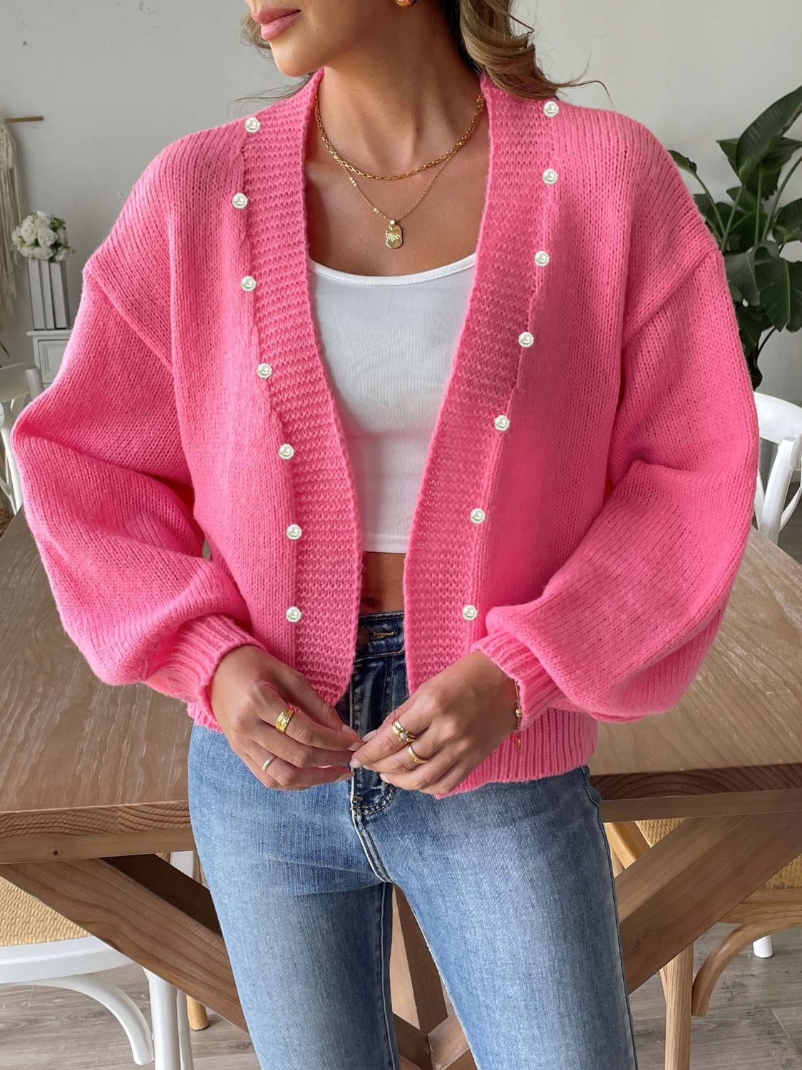 Pearl Open Front Long Sleeve Cardigan 5deacbca-9a29-48e8-8f8c-71e6d14128e6-Max Glownestbest