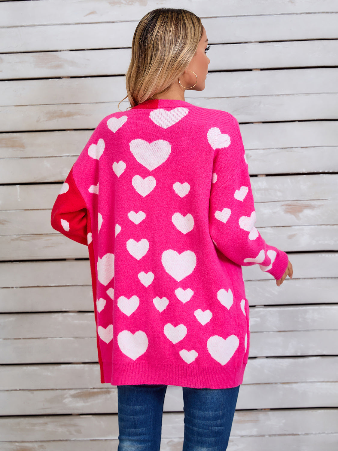 Heart Open Front Long Sleeve Cardigan 5e0600b4-7065-4a10-b727-5b2e75baeede-Max Glownestbest