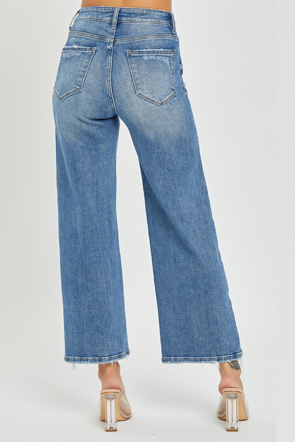 RISEN High Rise Side Slit Raw Hem Cropped Jeans 5e0e8bdb-7031-42a9-a82f-6ffc65e80f44-Max Trendsi