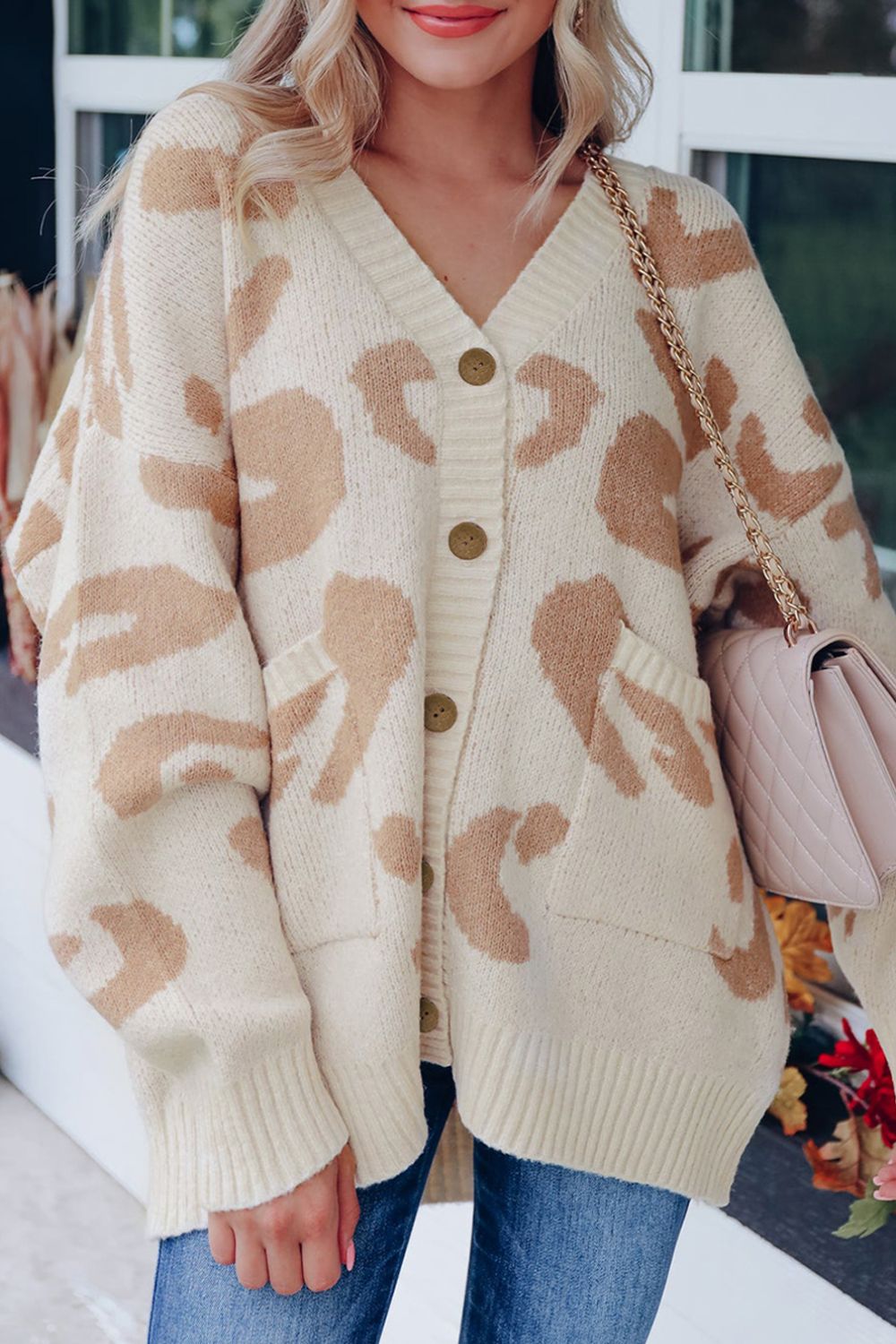 Leopard V Neck Button Down Cardigan 5e60b7f6-3f29-4191-9cd6-1b4490c45be7-Max Glownestbest