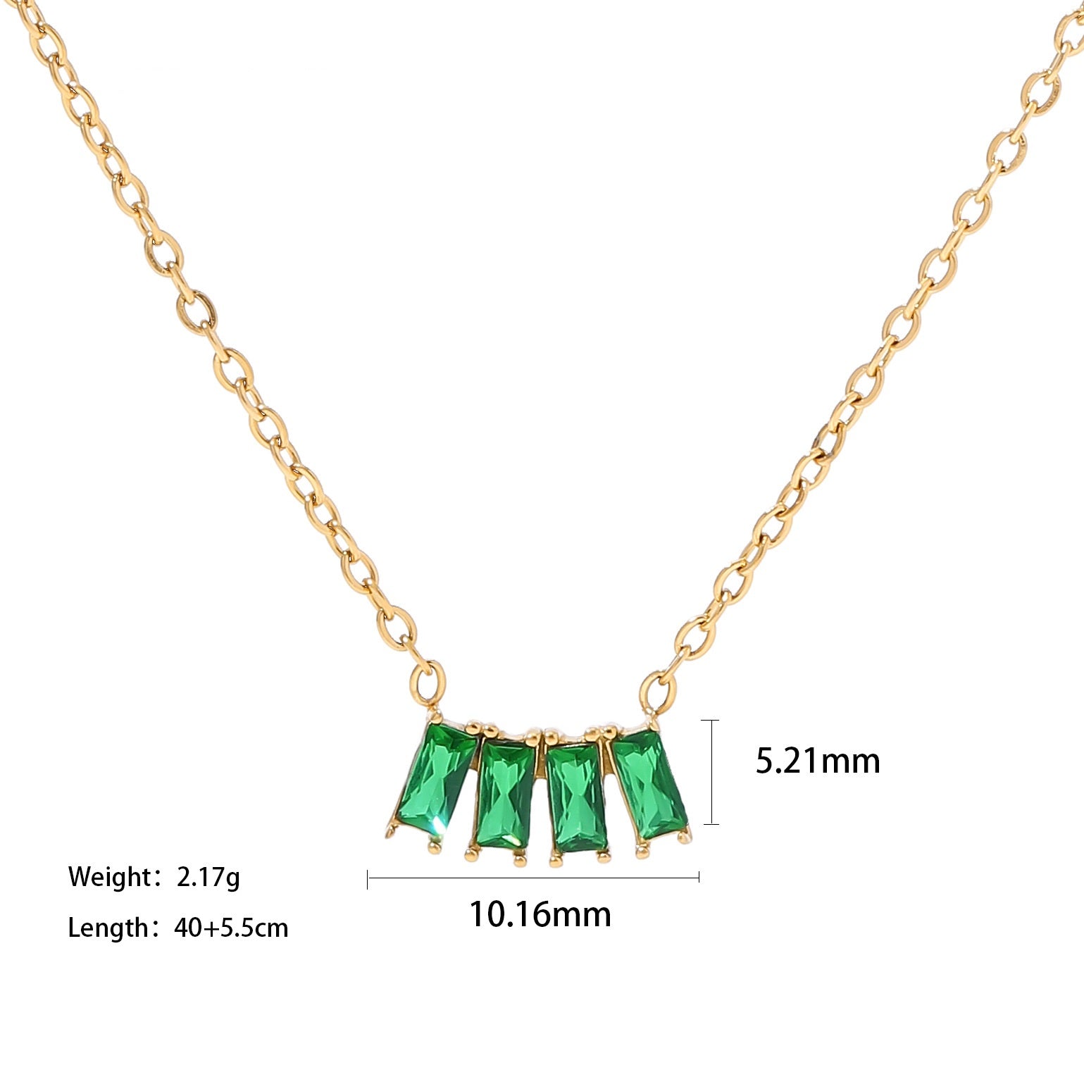 18K gold plated necklace with pink/white /l green zircon 5e777b12-bc13-4c6d-93b9-2b28a5db7446 Artshiney