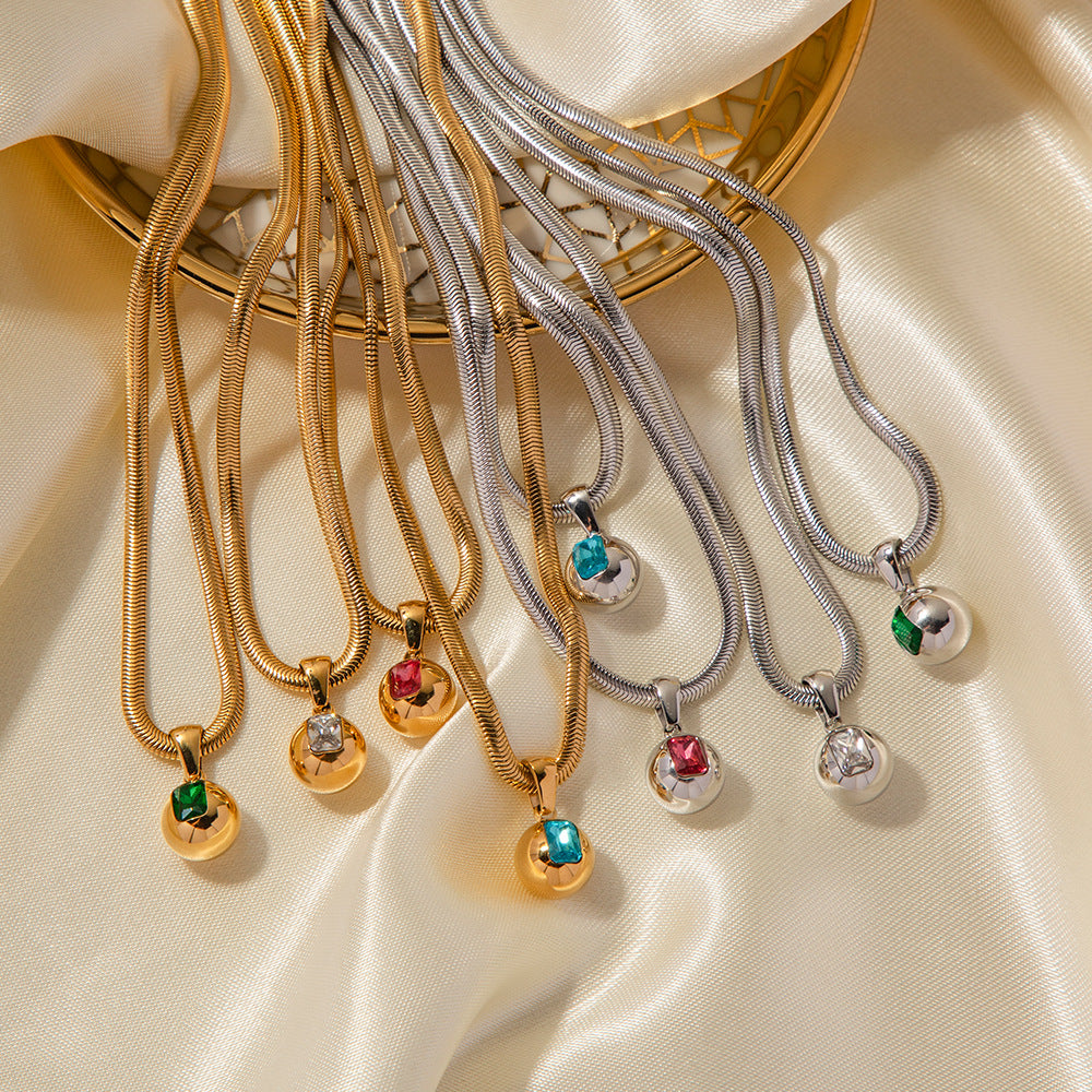 18K Gold Trendy Fashion Bead Inlaid Zircon Design Light Luxury Style Necklace 5f36d79f-9295-4691-8afb-089fe9f0c571 Artshiney