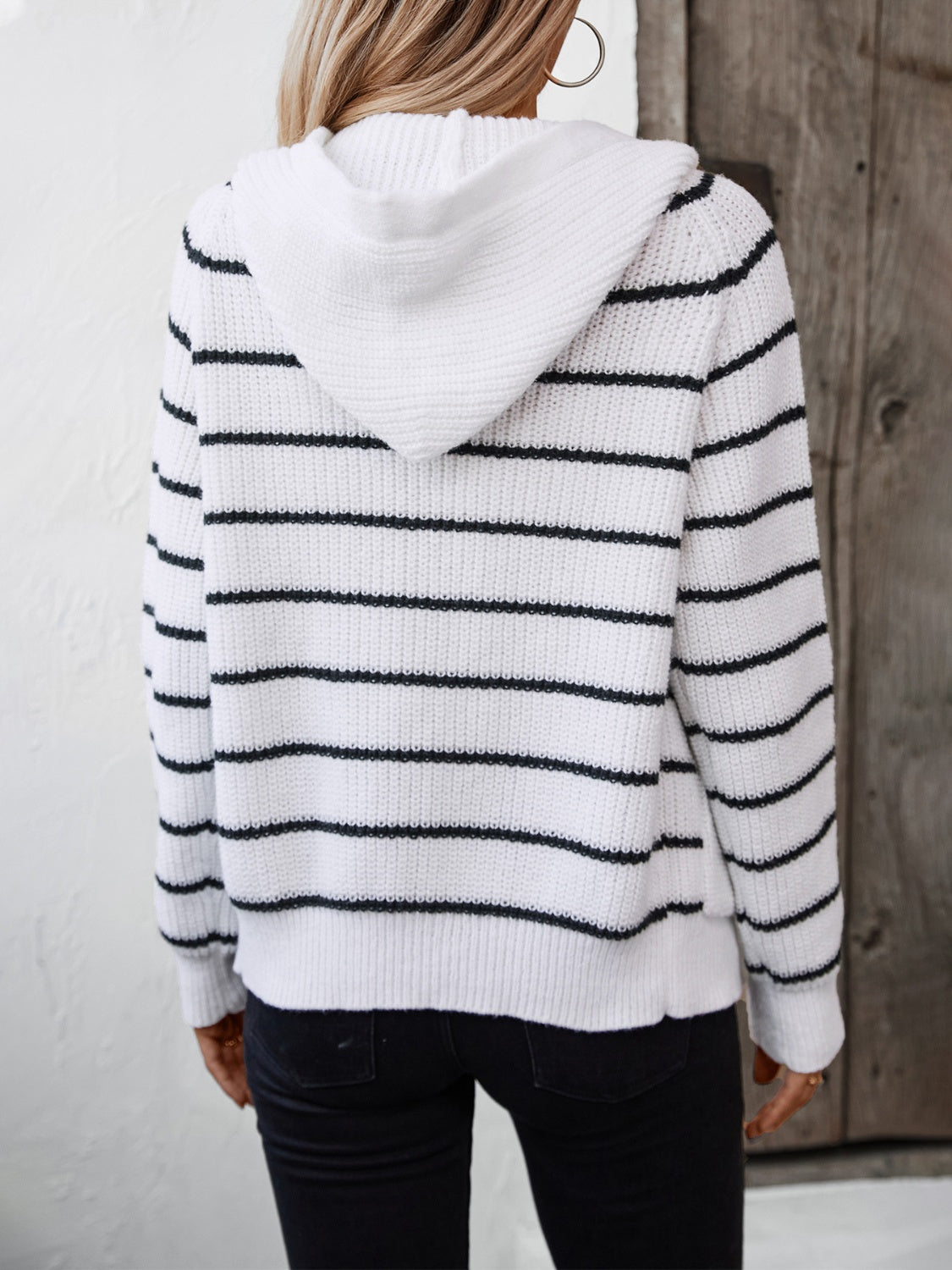 Striped Button Up Long Sleeve Hooded Cardigan 5fe6659e-9671-4aa4-9224-99f85d01094b-Max Glownestbest