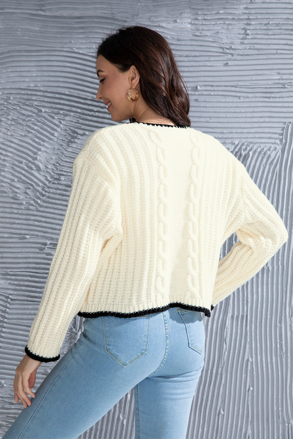 Graphic Cable-Knit Button Up Cardigan 6068ea8a-5974-4ca0-a632-3330b3992b6e-Max Glownestbest