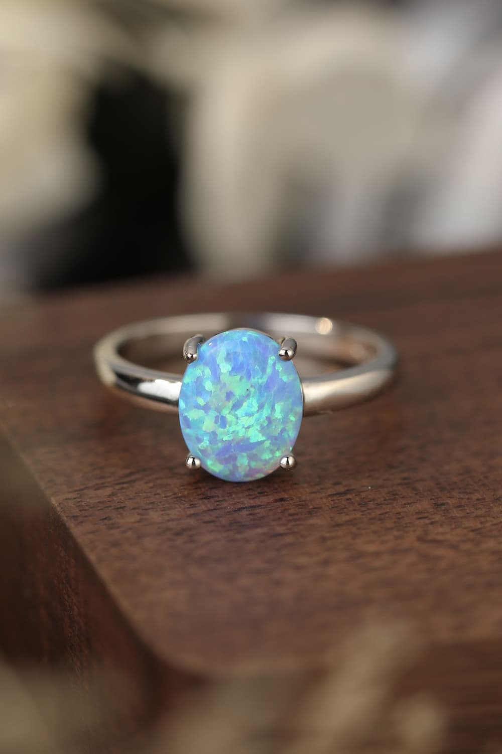 925 Sterling Silver Opal Solitaire Ring 60f82574474c4fcbbc0ff72321b5bccb-Max Trendsi