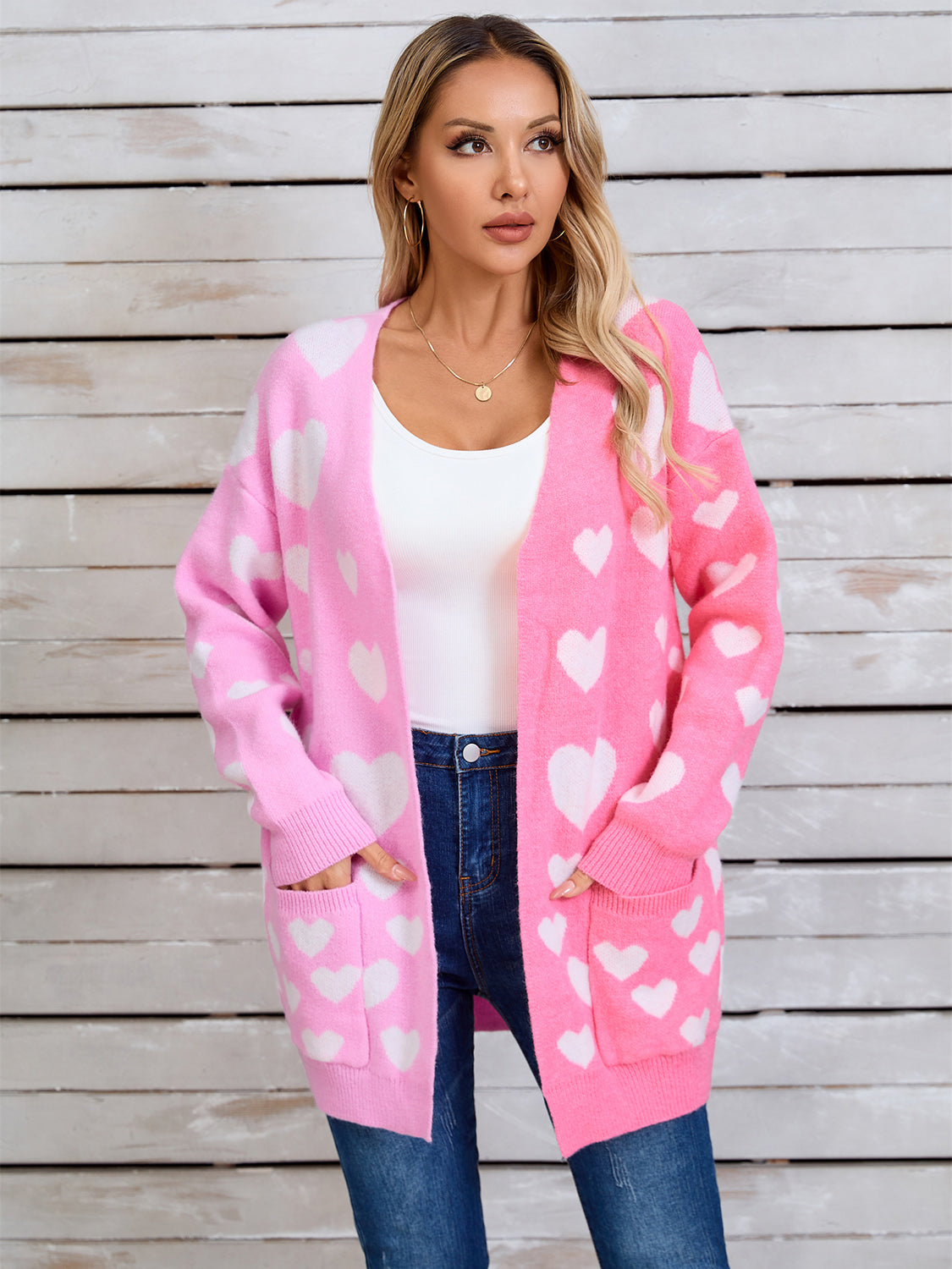 Heart Open Front Long Sleeve Cardigan 611a2da2-a948-492b-b612-aa56ec73721c-Max Glownestbest